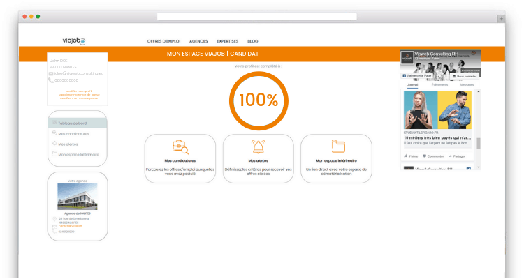 Espace candidat sur le site web