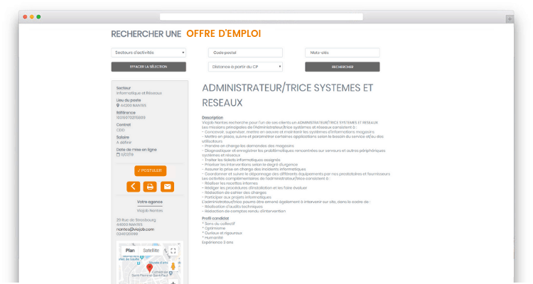 Annonce d'emploi sur le site carrière